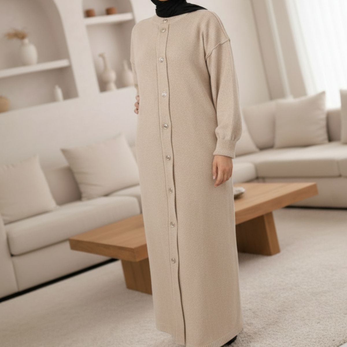 Robe Longue Boutonnée Élégance Naturelle – Coupe Fluide & Style Modeste