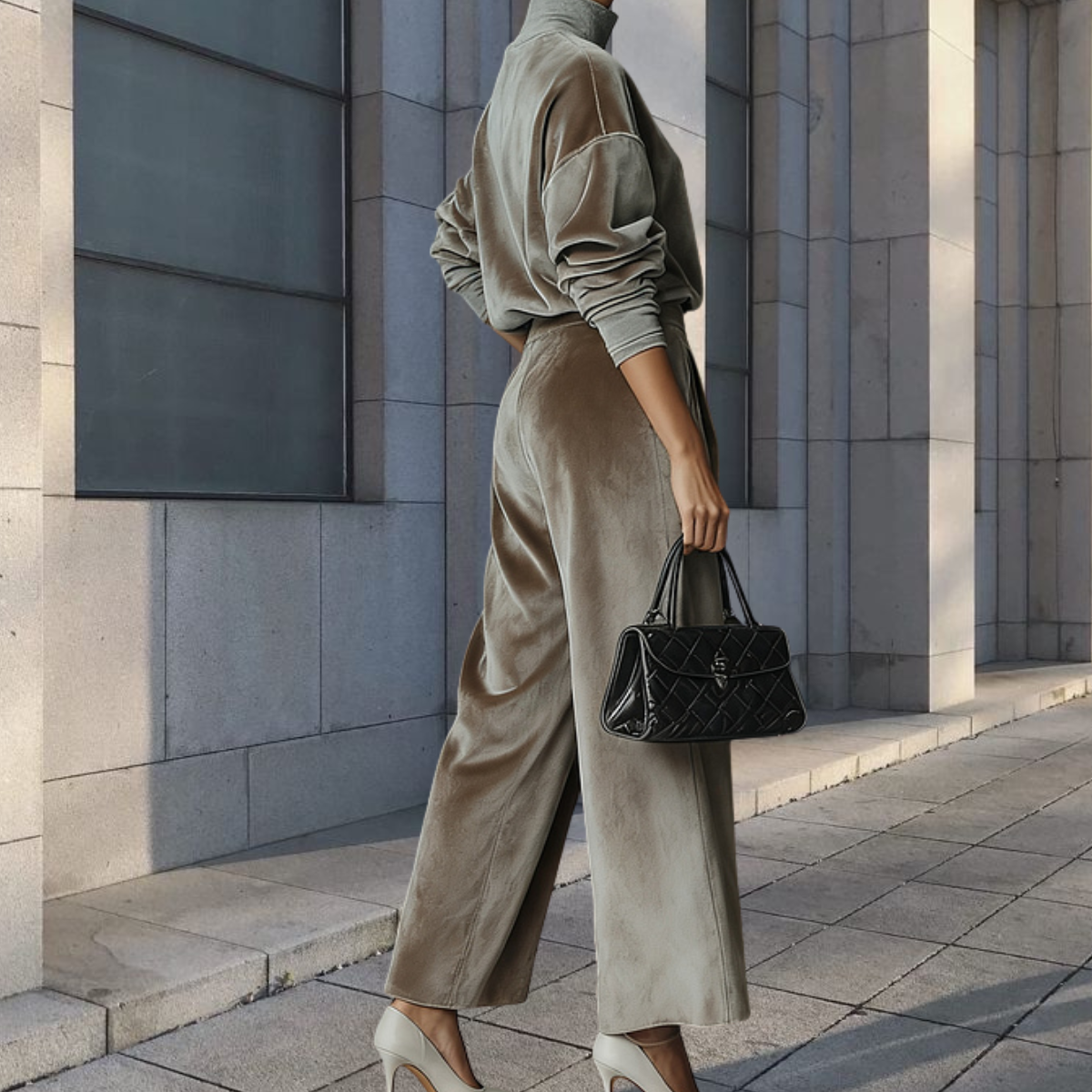 ANYTHA - Ensemble coordonné confortable pour femme, couleur beige