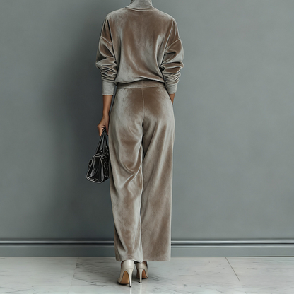 ANYTHA - Ensemble coordonné confortable pour femme, couleur beige