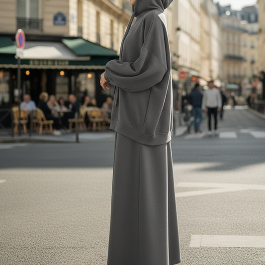 Ensemble Hoodie & Jupe Longue Élégance Urbaine – Anytha