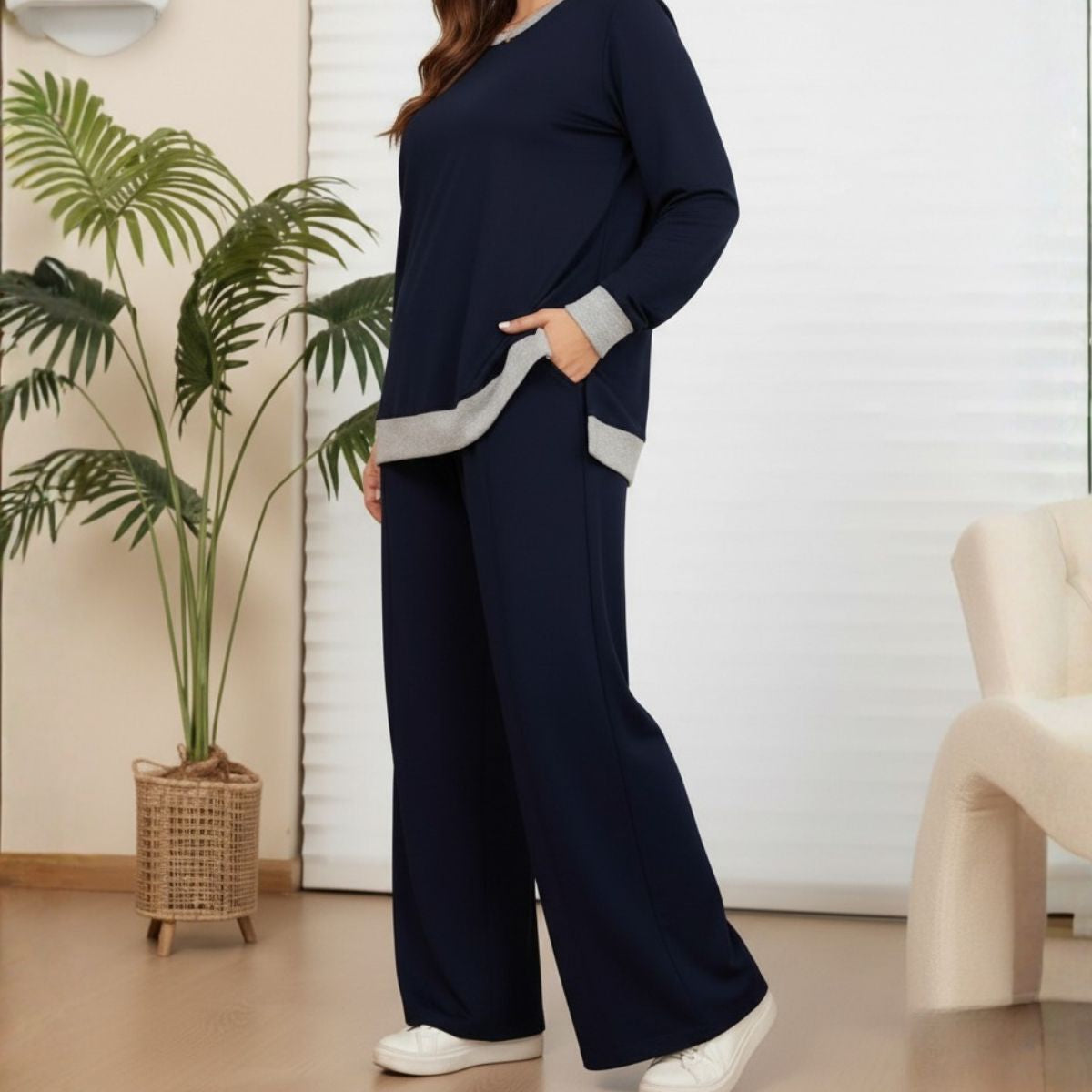 Ensemble Confort Chic à Détails Contrastés – Anytha