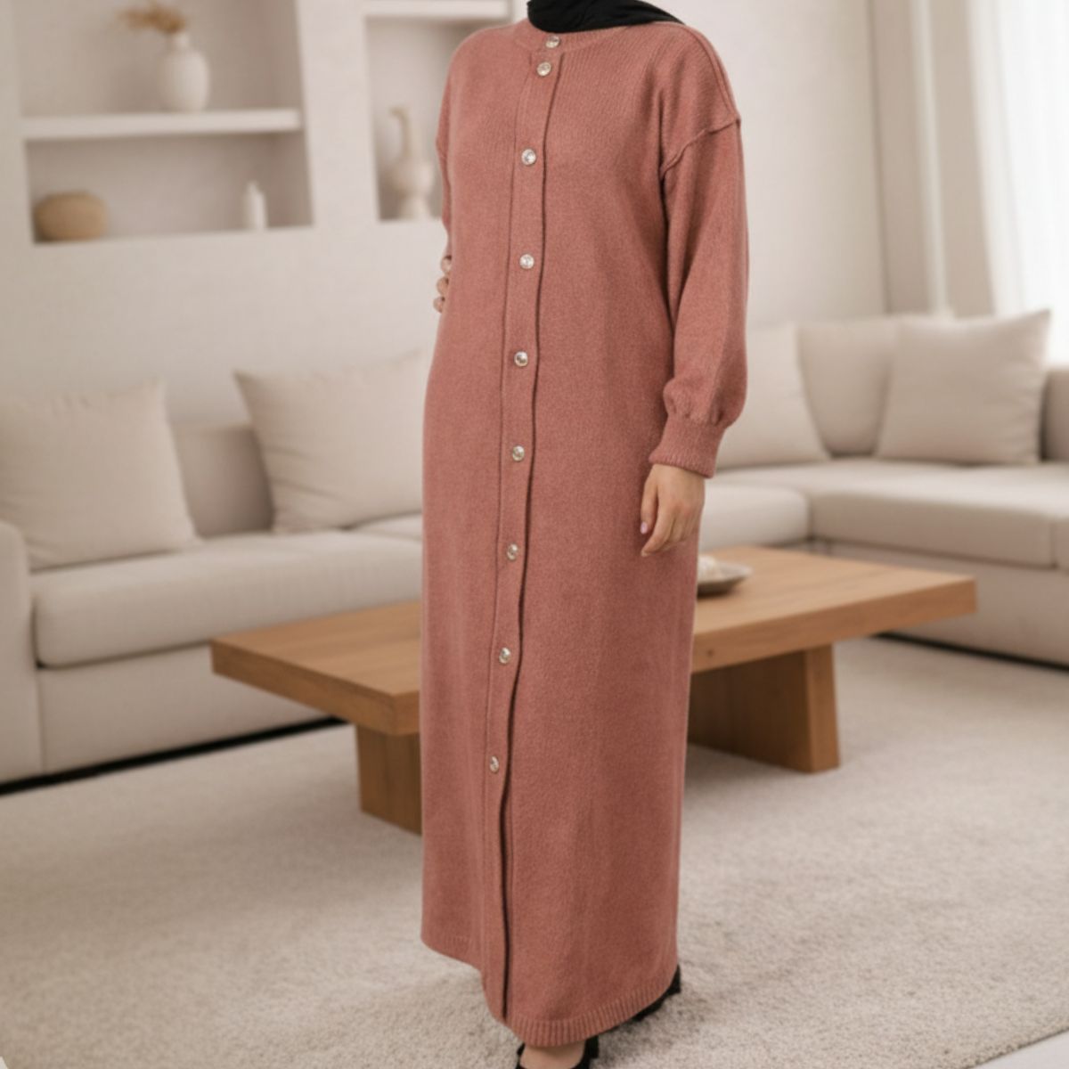 Robe Longue Boutonnée Élégance Naturelle – Coupe Fluide & Style Modeste