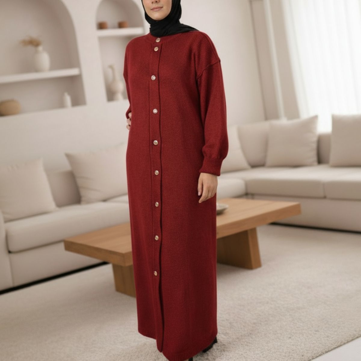 Robe Longue Boutonnée Élégance Naturelle – Coupe Fluide & Style Modeste