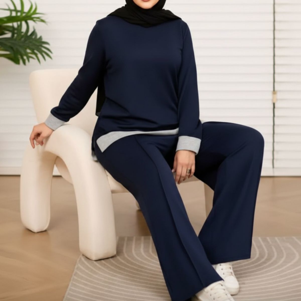 Ensemble Confort Chic à Détails Contrastés – Anytha