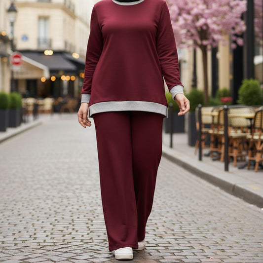 Ensemble Confort Chic à Détails Contrastés – Anytha