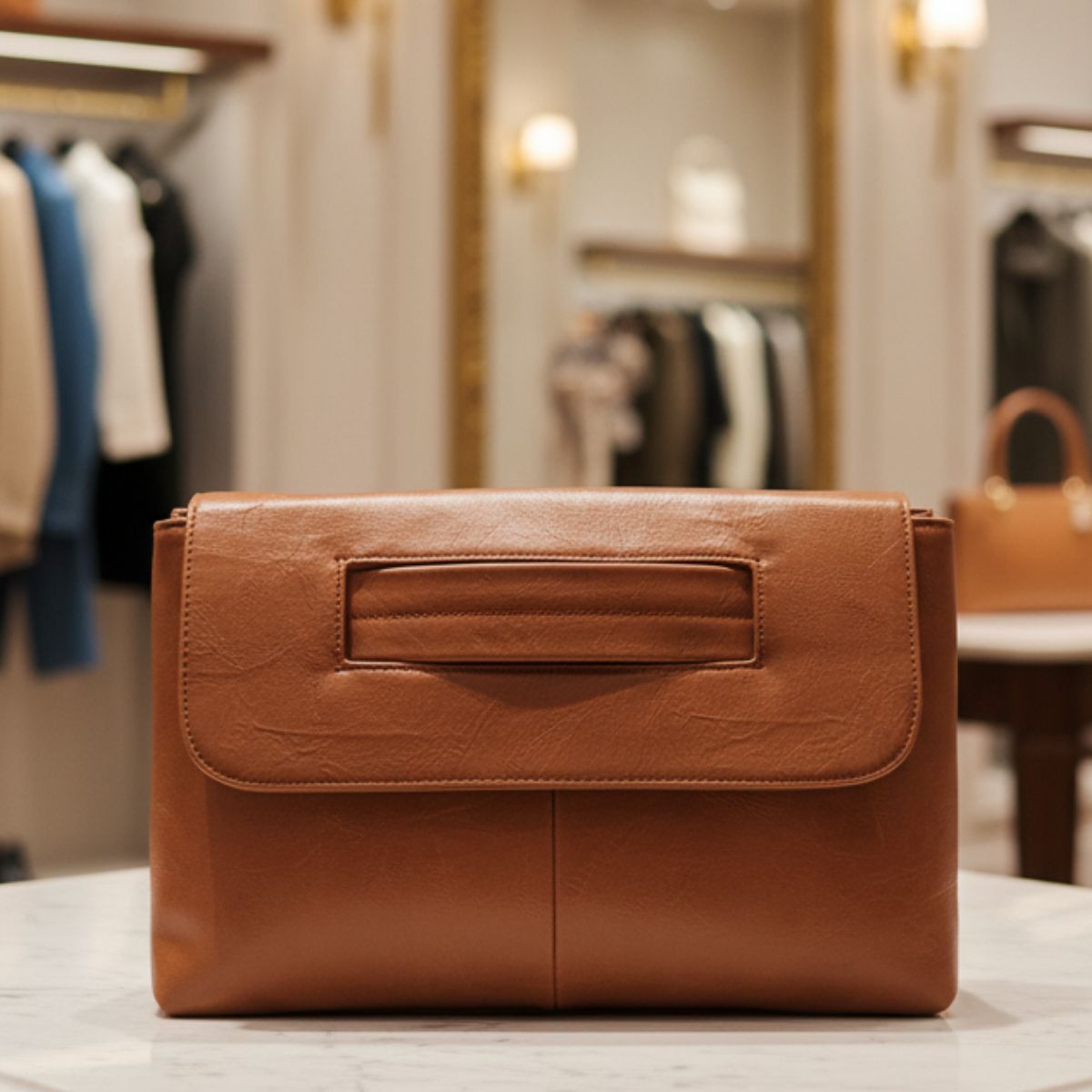 Pochette Élégance Intemporelle – Sac Clutch Effet Cuir avec Anse Intégrée
