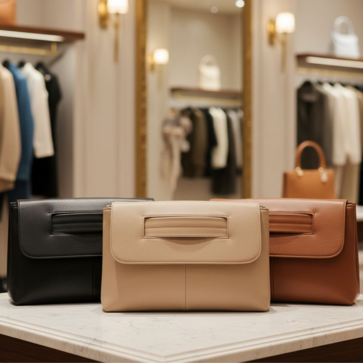 Pochette Élégance Intemporelle – Sac Clutch Effet Cuir avec Anse Intégrée