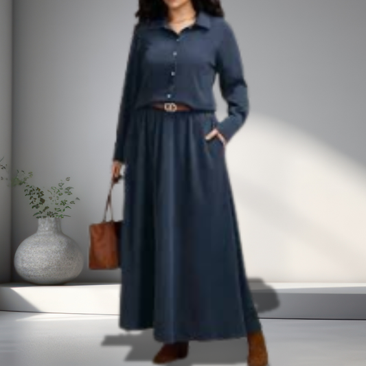 Jupe longue unie décontractée et élégante pour femmes rondes